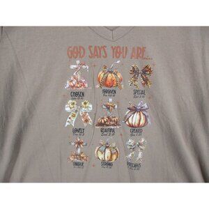 Universal Thread Womens V-Neck Graphic Tee "God Says You Are" Fall Pumpkin XXL